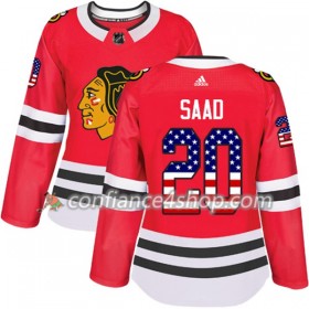 Adidas Maillot de Hockey Chicago Blackhawks Brandon Saad 20 2017-2018 Rouge USA Flag Fashion Authentic - Femme